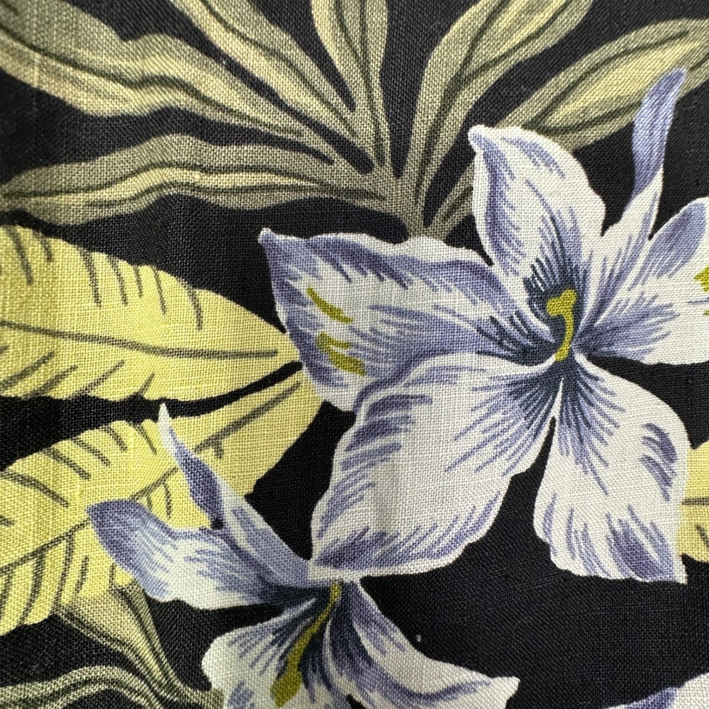 VTG 100% Linen Plus Size Maxi Dress Womens 20W Black Tropical Floral Sleeveless - Picture 13 of 14